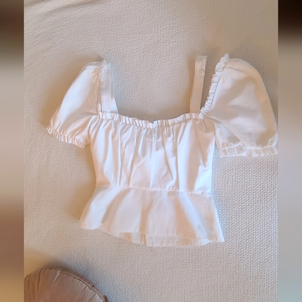 Rosie Assoulin white top / blouse from Le garden Collection Size 2 - Picture 4 of 11